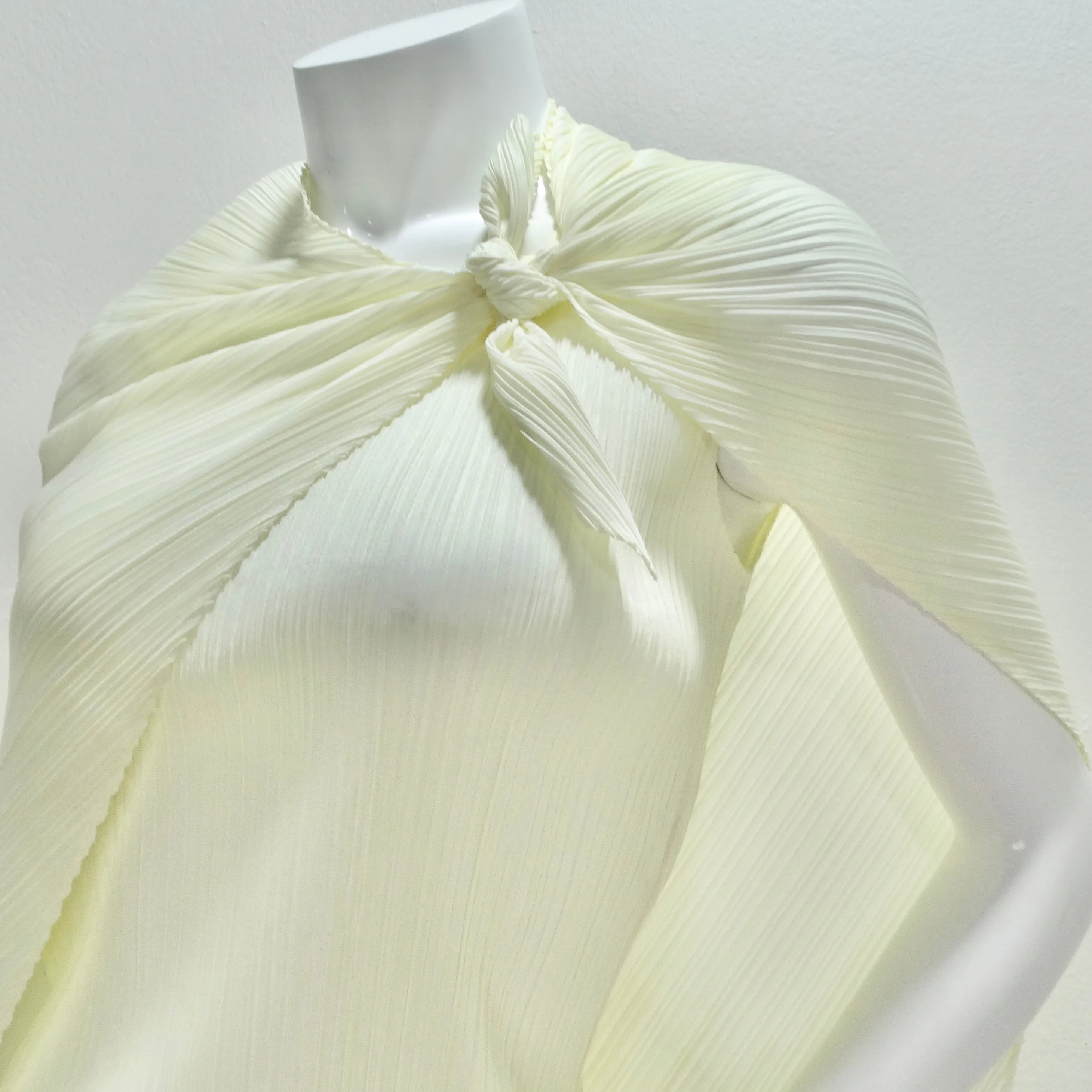 Issey Miyake 90s Pleats Please Mini Dress and Shawl Set Off-White