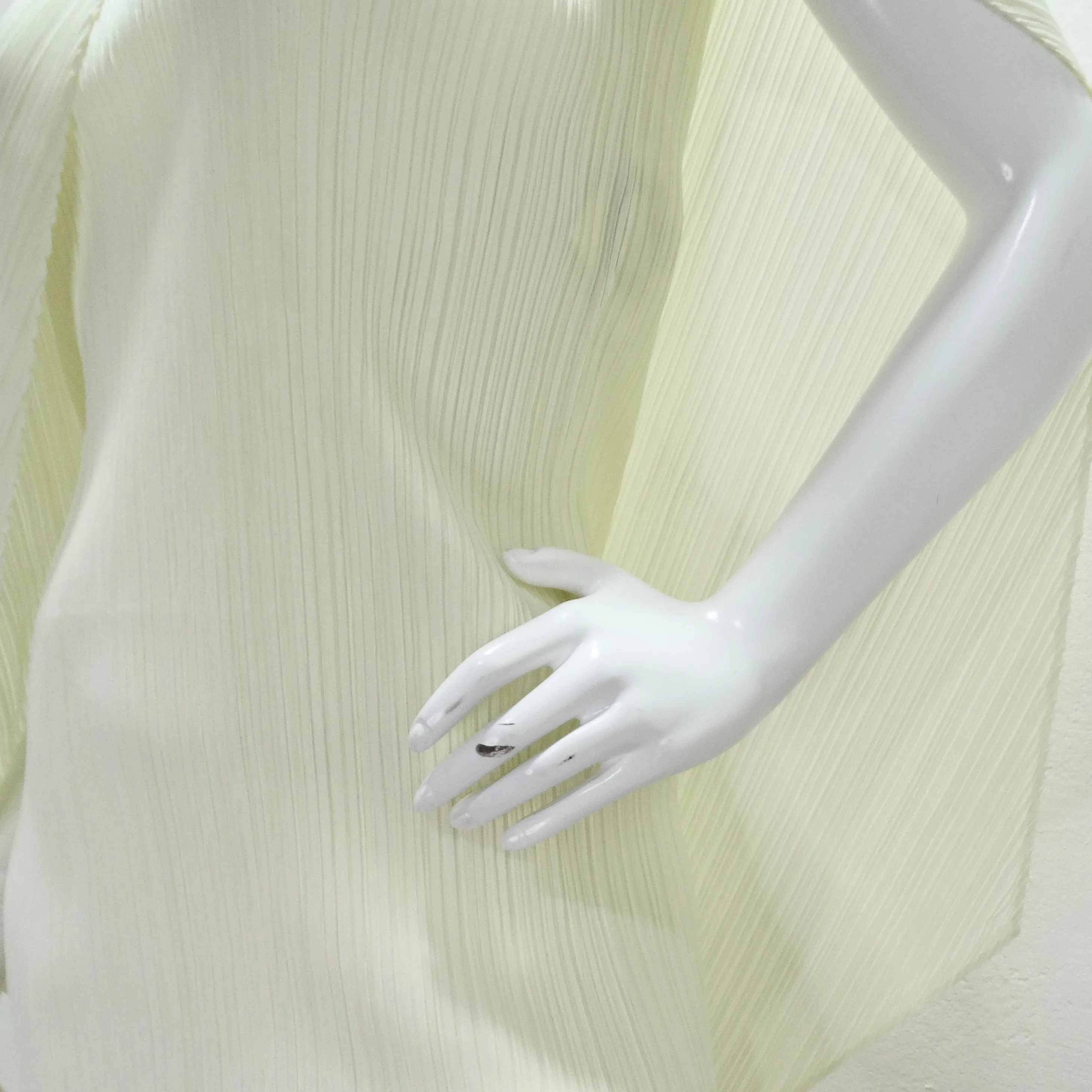 Issey Miyake 90s Pleats Please Mini Dress and Shawl Set Off-White
