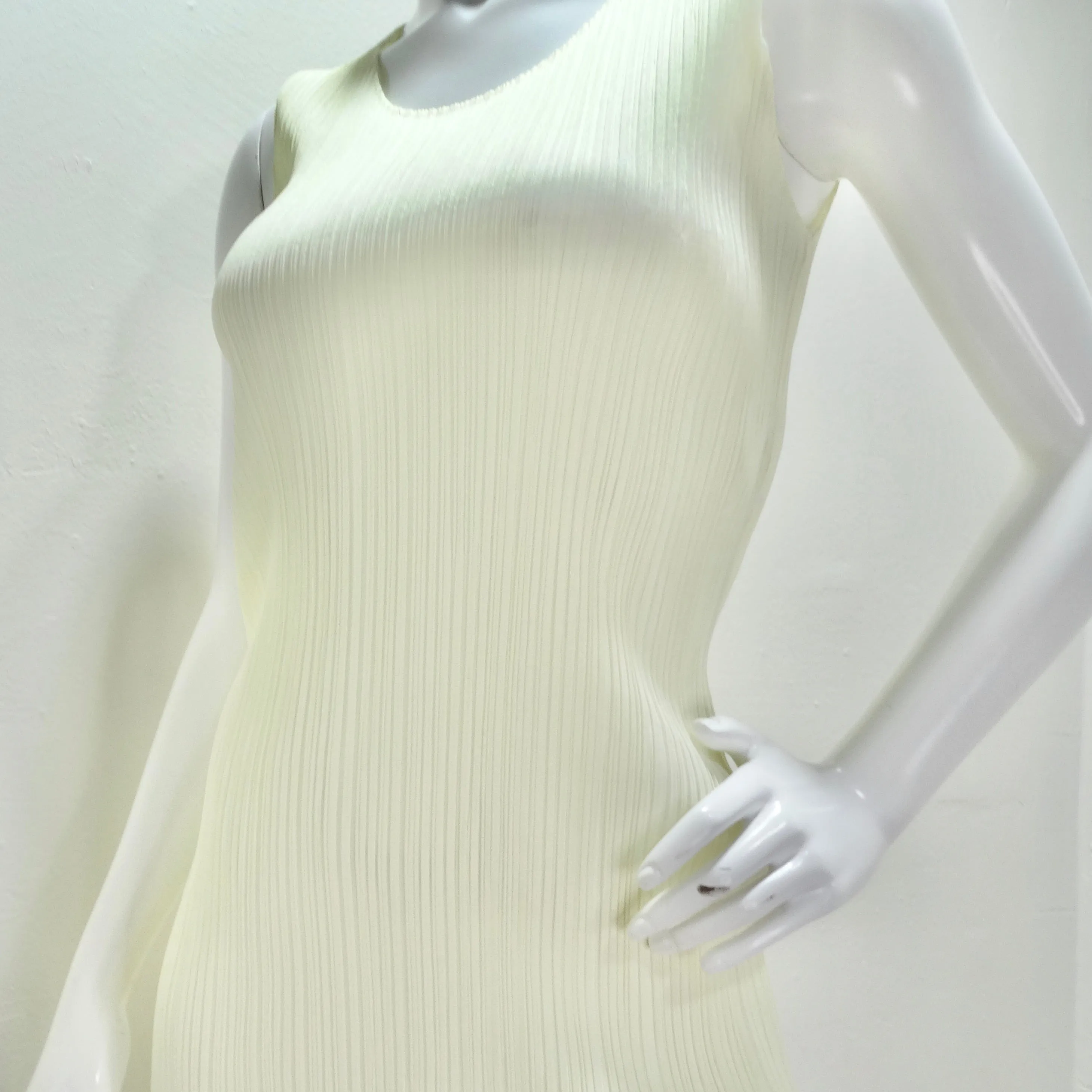 Issey Miyake 90s Pleats Please Mini Dress and Shawl Set Off-White