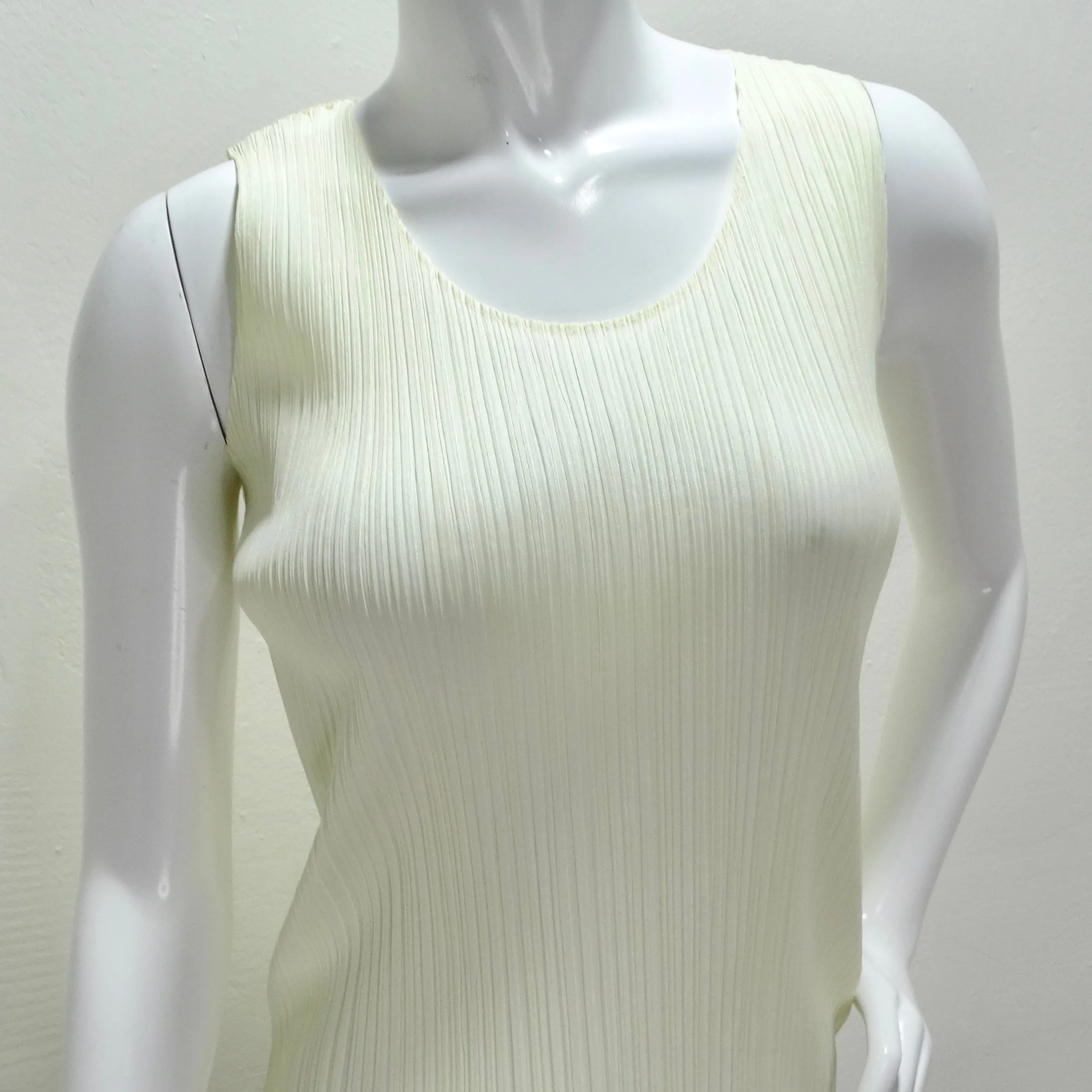 Issey Miyake 90s Pleats Please Mini Dress and Shawl Set Off-White