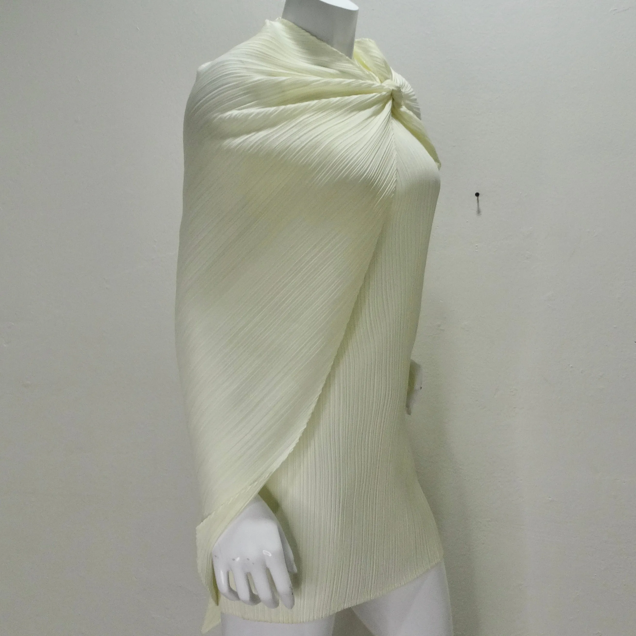Issey Miyake 90s Pleats Please Mini Dress and Shawl Set Off-White