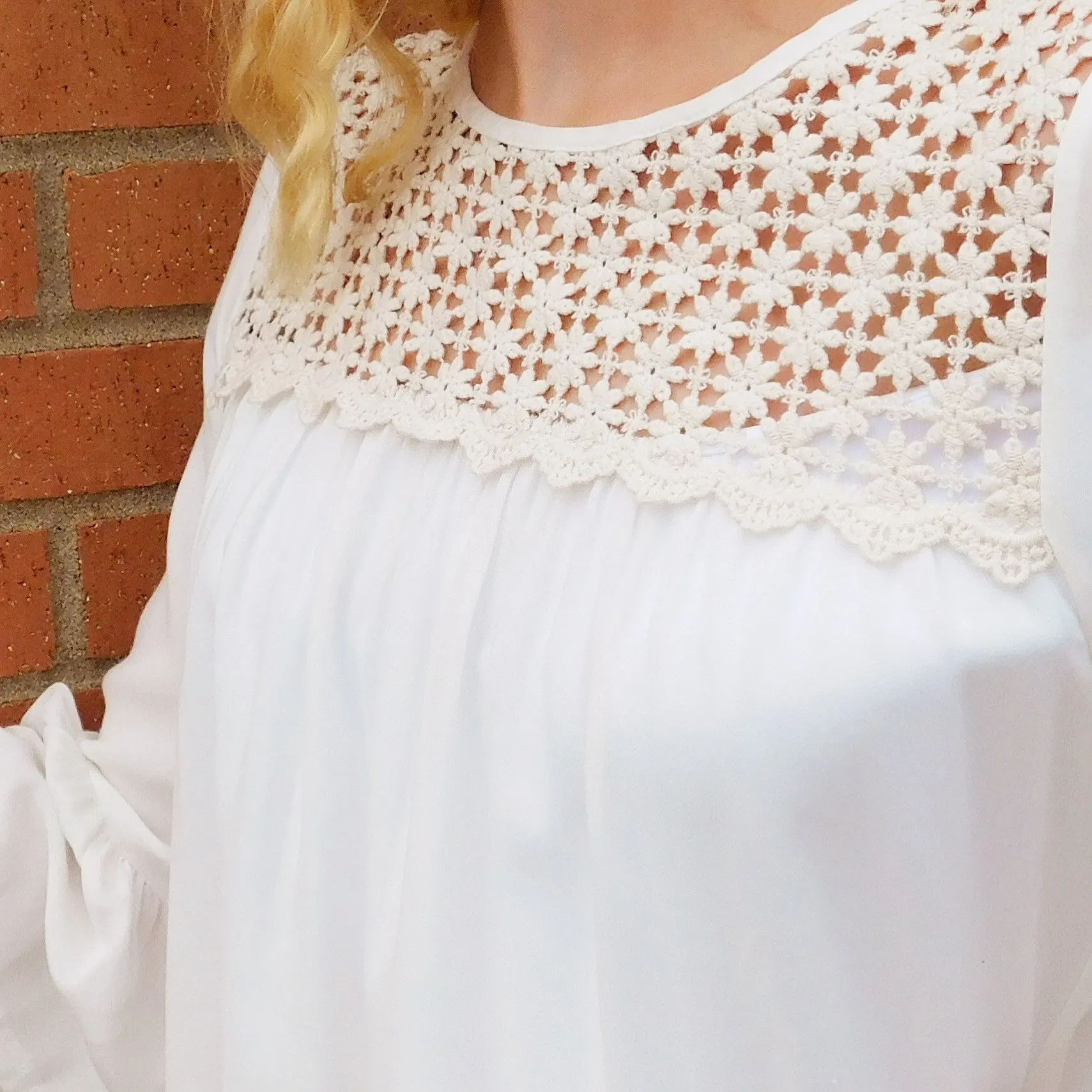 J&M | Lace Trim Tunic Off White