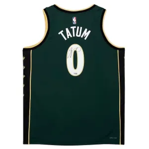 Jayson Tatum Boston Celtics Signed Green Nike City Edition Jersey FANATICS