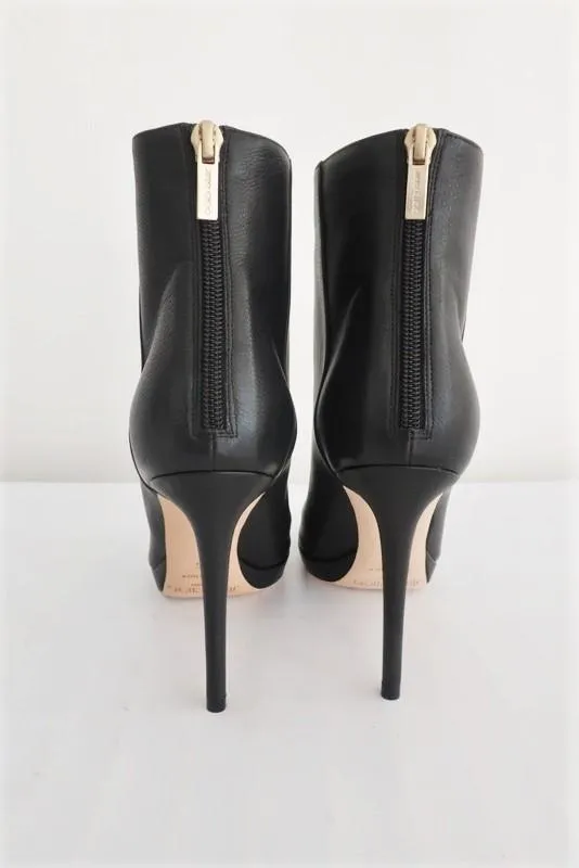 Jimmy Choo Harvey 100 Ankle Boots Black Leather Size 36 Platform Heel NEW