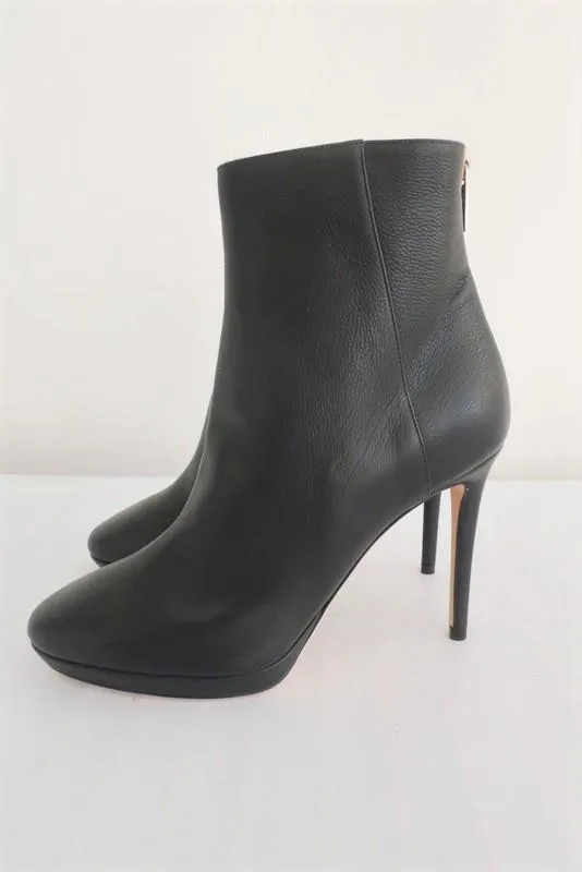 Jimmy Choo Harvey 100 Ankle Boots Black Leather Size 36 Platform Heel NEW