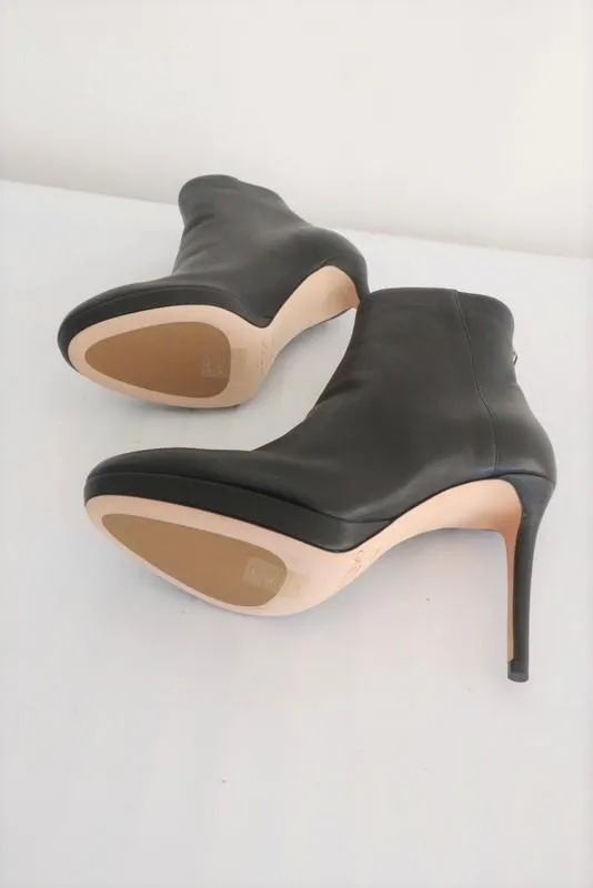 Jimmy Choo Harvey 100 Ankle Boots Black Leather Size 36 Platform Heel NEW