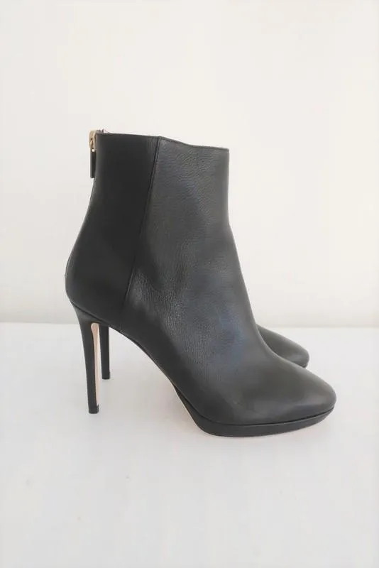Jimmy Choo Harvey 100 Ankle Boots Black Leather Size 36 Platform Heel NEW