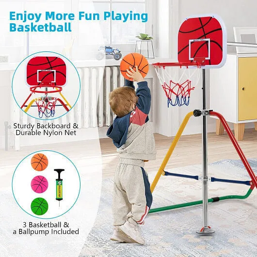 Kids Folding Horizontal Bar with 4 Adjustable Heights-Multicolor - Color: Multic