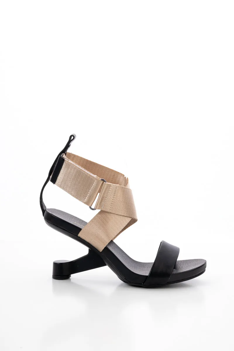 Kori Cross Strap Open Toe Heeled Sandal- Champagne