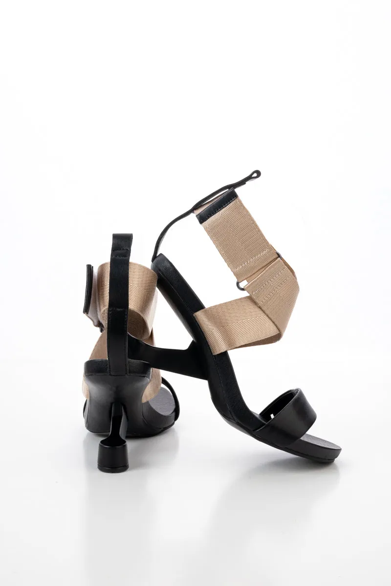 Kori Cross Strap Open Toe Heeled Sandal- Champagne