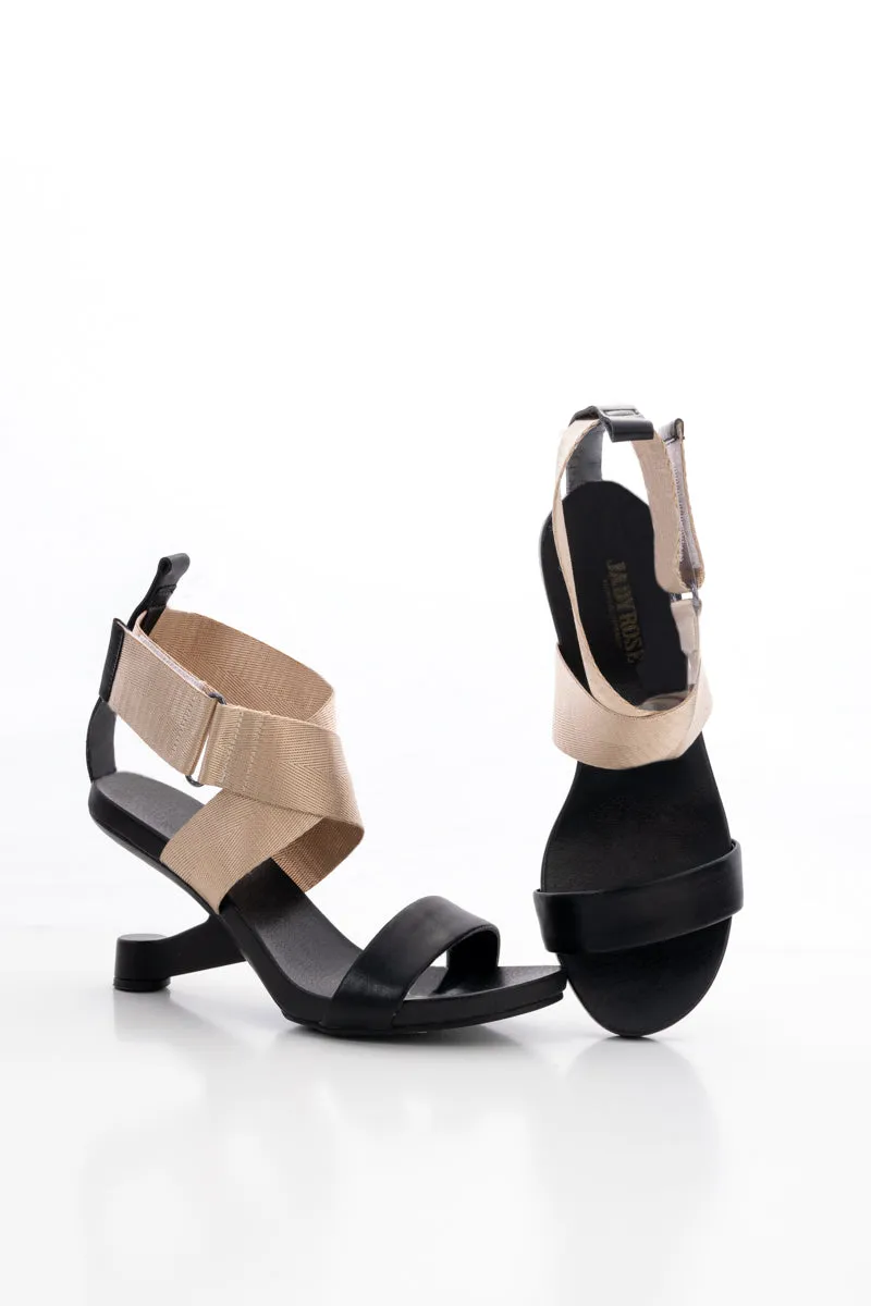 Kori Cross Strap Open Toe Heeled Sandal- Champagne