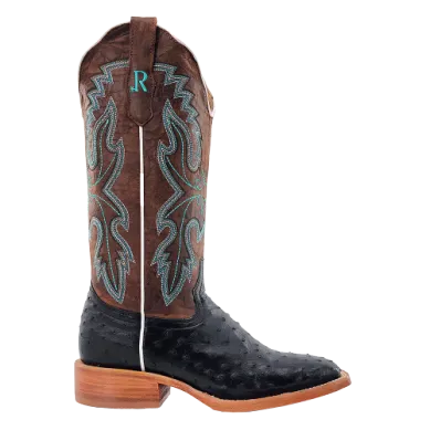 LADIES BLACK FULL QUILL OSTRICH R WATSON BOOTS