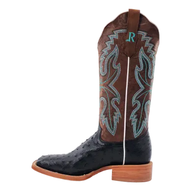 LADIES BLACK FULL QUILL OSTRICH R WATSON BOOTS