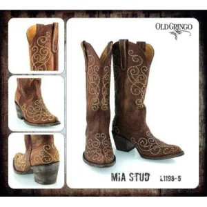 LADIES OLD GRINGO MIA STUD BRASS WESTERN BOOTS L1198-5