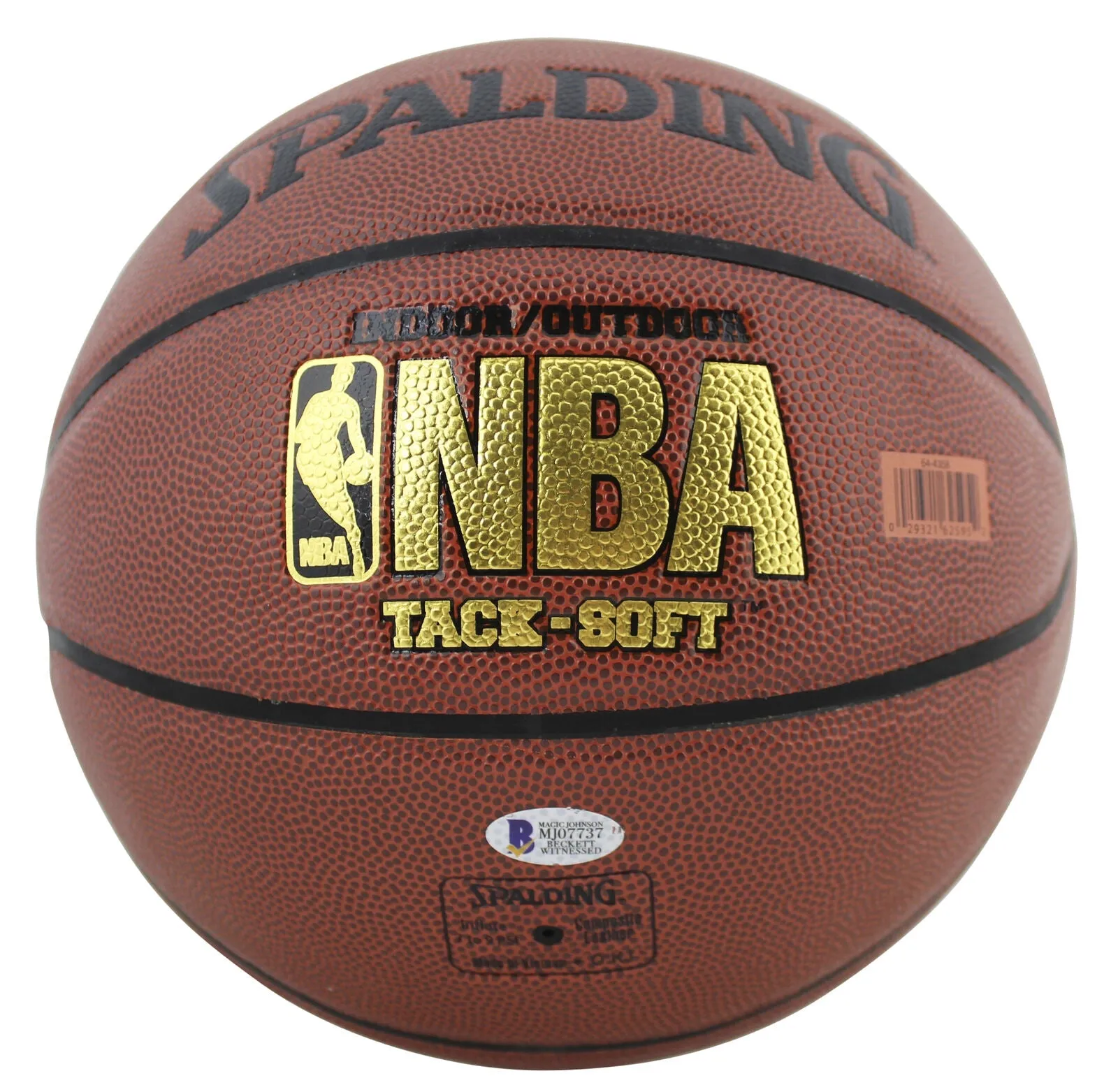 Lakers Magic Johnson Authentic Signed Brown Basketball w/ Silver Sig BAS Witness