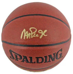 Lakers Magic Johnson Authentic Signed in Gold Spalding Brown Basketball BAS