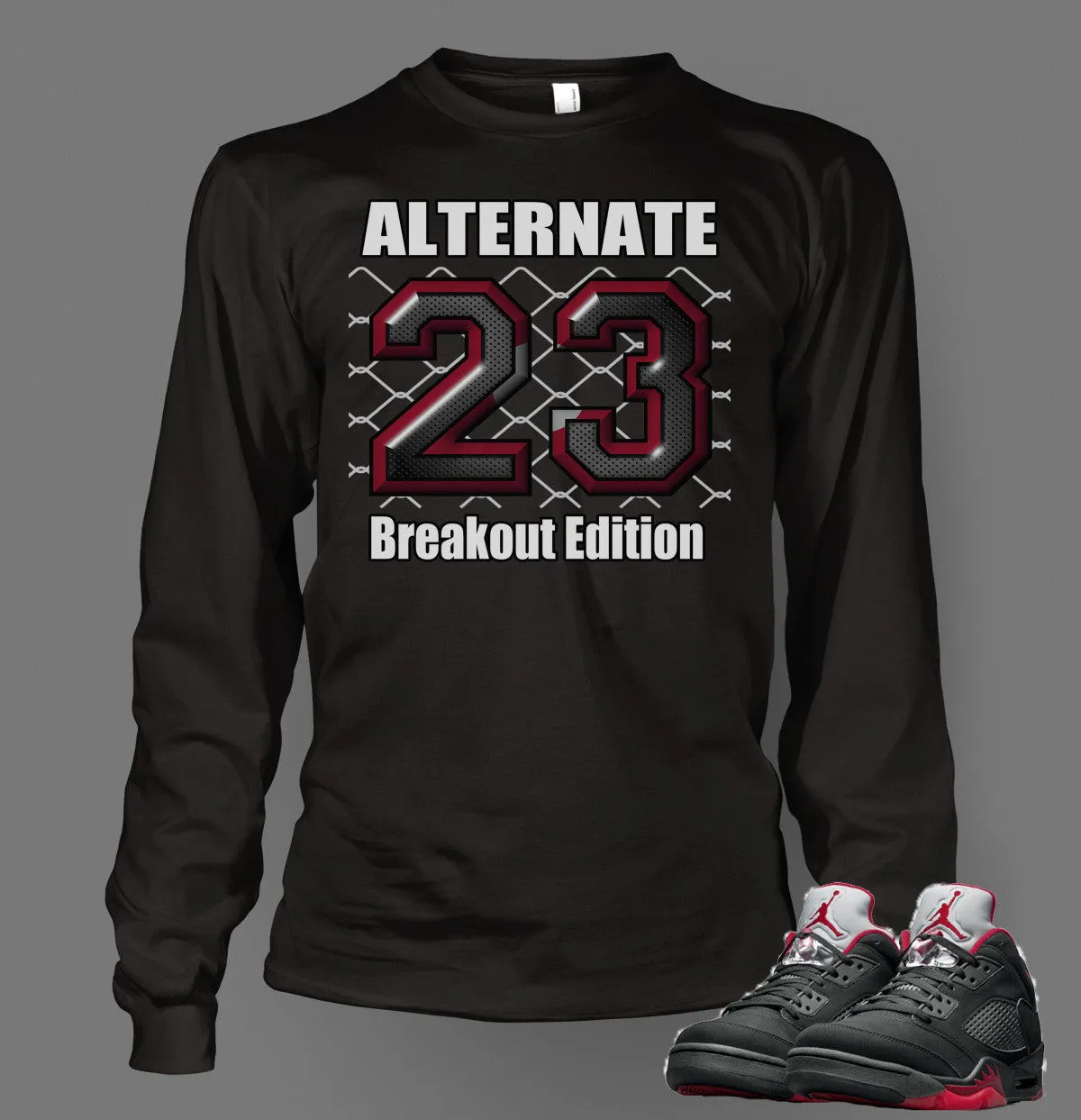 Long Sleeve Graphic Breakout T Shirt To Match Retro Air Jordan 5 Alternate Shoe