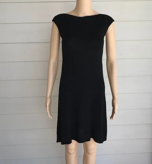M. Rena  Black Boat Neck Sweater Dress