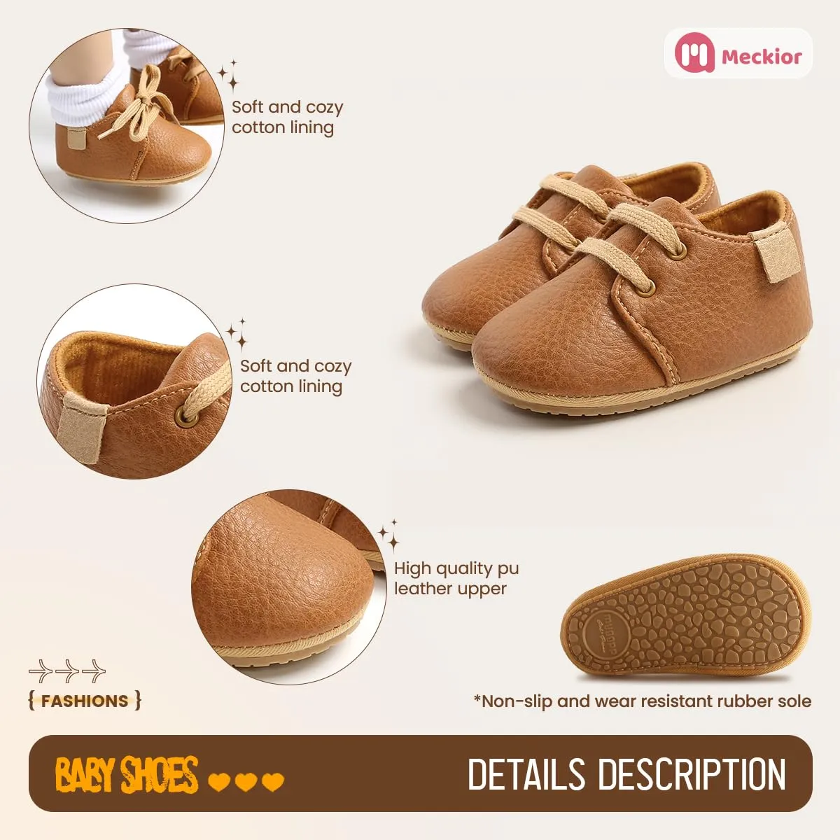 Meckior Infant Baby Boys Girls Classic PU Leather Wedding Loafers Brogue Toddler Oxford Dress Shoes First Steps Walking Flat Lazy Crib Shoe