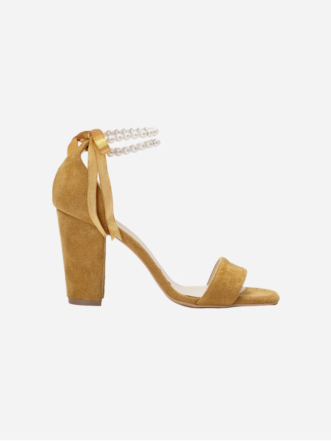 Melissa Vegan Suede Pearl Heeled Sandals | Mustard Yellow