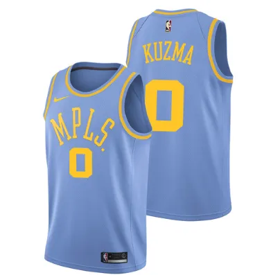 Men 0 Kyle Kuzma Jersey MPLS Blue Los Angeles Lakers Jersey Fanatics