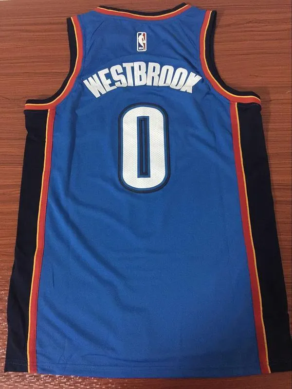 Men 0 Russell Westbrook Icon Jersey Blue Oklahoma City Thunder Jersey