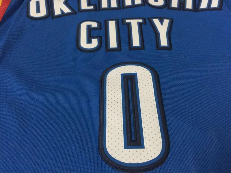 Men 0 Russell Westbrook Icon Jersey Blue Oklahoma City Thunder Jersey