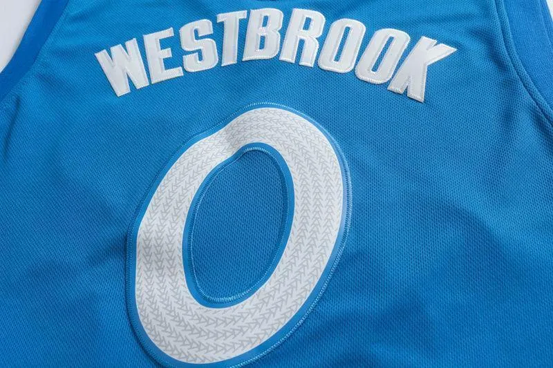 Men 0 Russell Westbrook Jersey Christmas Blue Oklahoma City Thunder