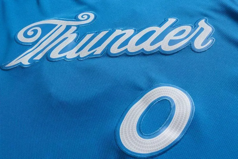 Men 0 Russell Westbrook Jersey Christmas Blue Oklahoma City Thunder