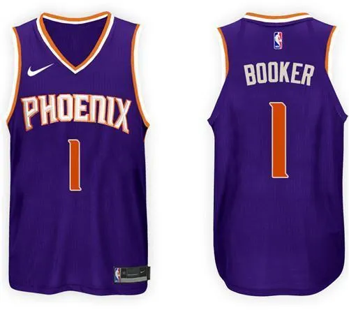 Men 1 Devin Booker Jersey City Purple Phoenix Suns Jersey Authentic Player