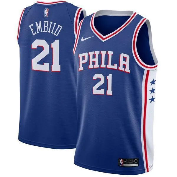 Men 21 Joel Embiid Jersey Blue Philadelphia 76ers Swingman Jersey Fanatics