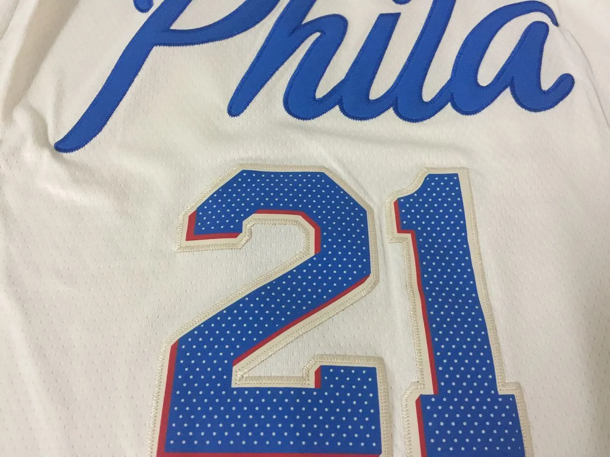 Men 21 Joel Embiid Jersey White City Edition Philadelphia 76ers Jersey