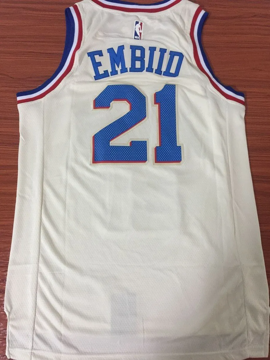 Men 21 Joel Embiid Jersey White City Edition Philadelphia 76ers Jersey
