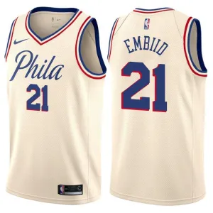 Men 21 Joel Embiid Jersey White City Edition Philadelphia 76ers Jersey