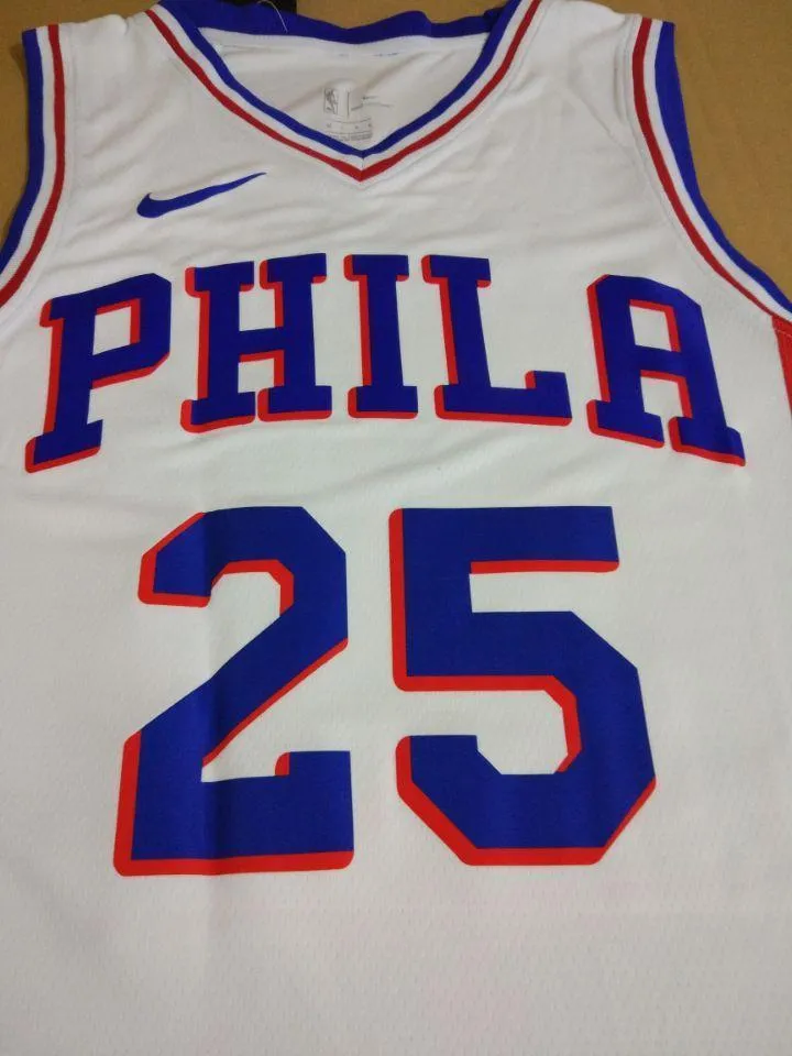 Men 25 Ben Simmons 76ers Jersey White Philadelphia 76ers Jersey Swingman