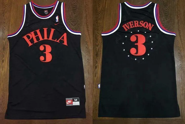 Men 3 Allen Iverson Jersey Black Philadelphia 76ers Jersey Fanatics