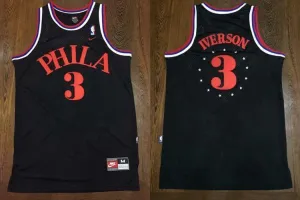 Men 3 Allen Iverson Jersey Black Philadelphia 76ers Jersey Fanatics