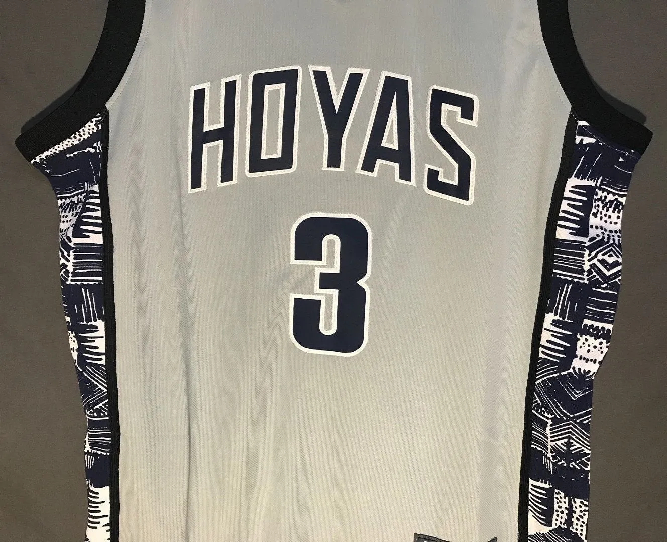 Men 3 Allen Iverson Jersey Gray Georgetown Hoyas College Throwback Swingman