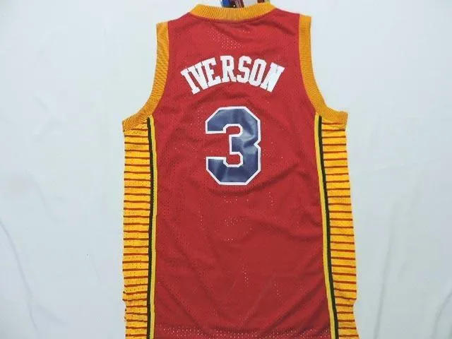 Men 3 Allen Iverson Jersey Red&Yellow Philadelphia 76ers Jersey Fanatics