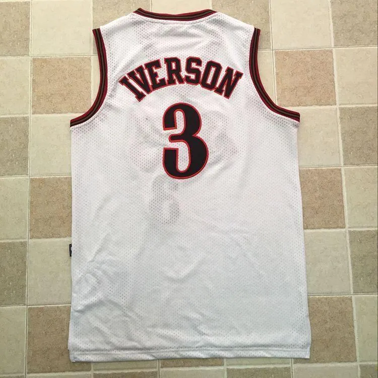 Men 3 Allen Iverson Jersey White Philadelphia 76ers Jersey Fanatics