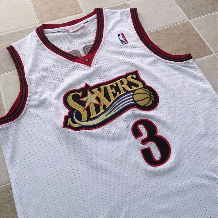 Men 3 Allen Iverson Jersey White Philadelphia 76ers Jersey Fanatics