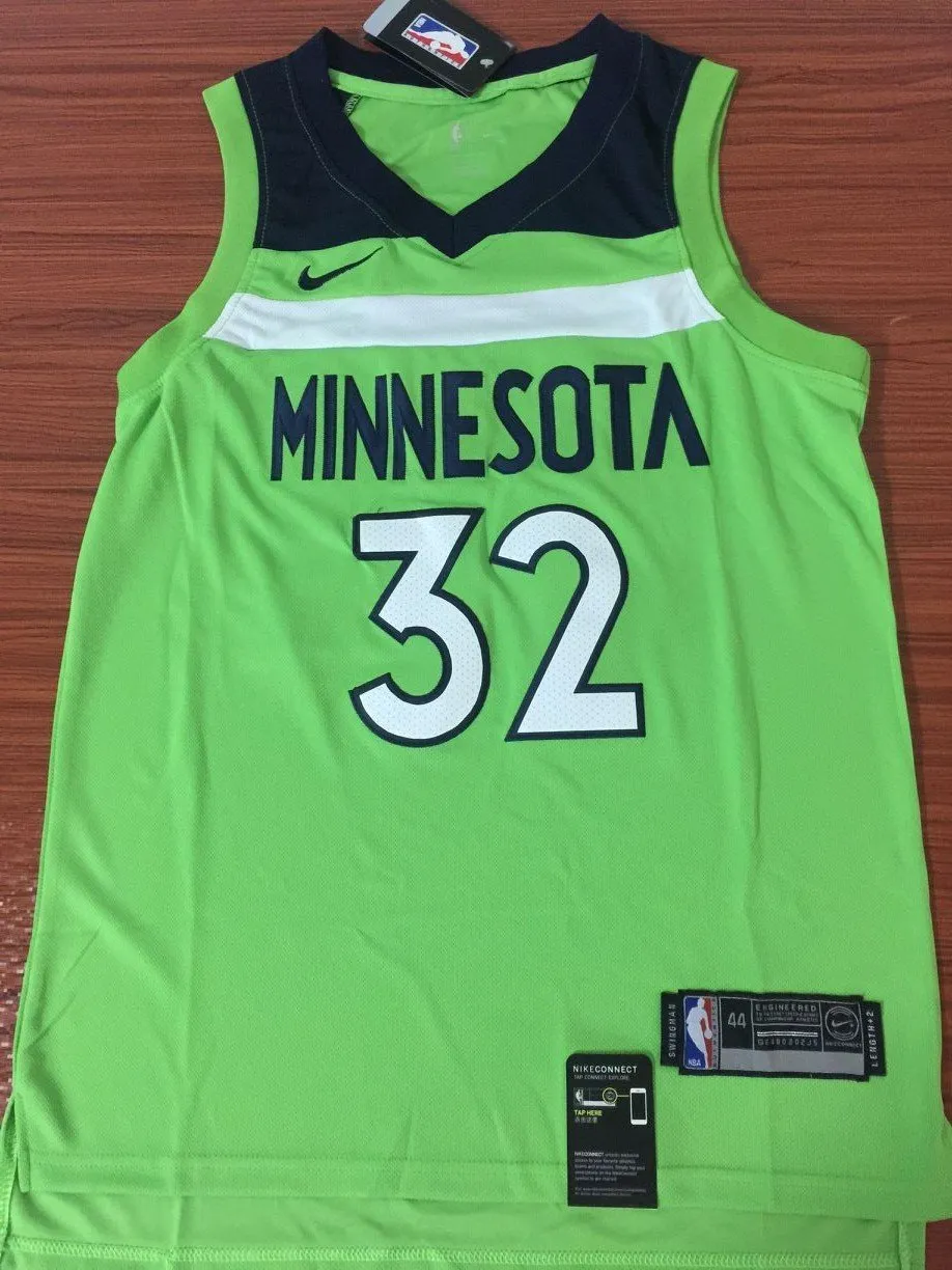 Men 32 Karl Anthony Towns Jersey Green Minnesota Timberwolves Fanatics