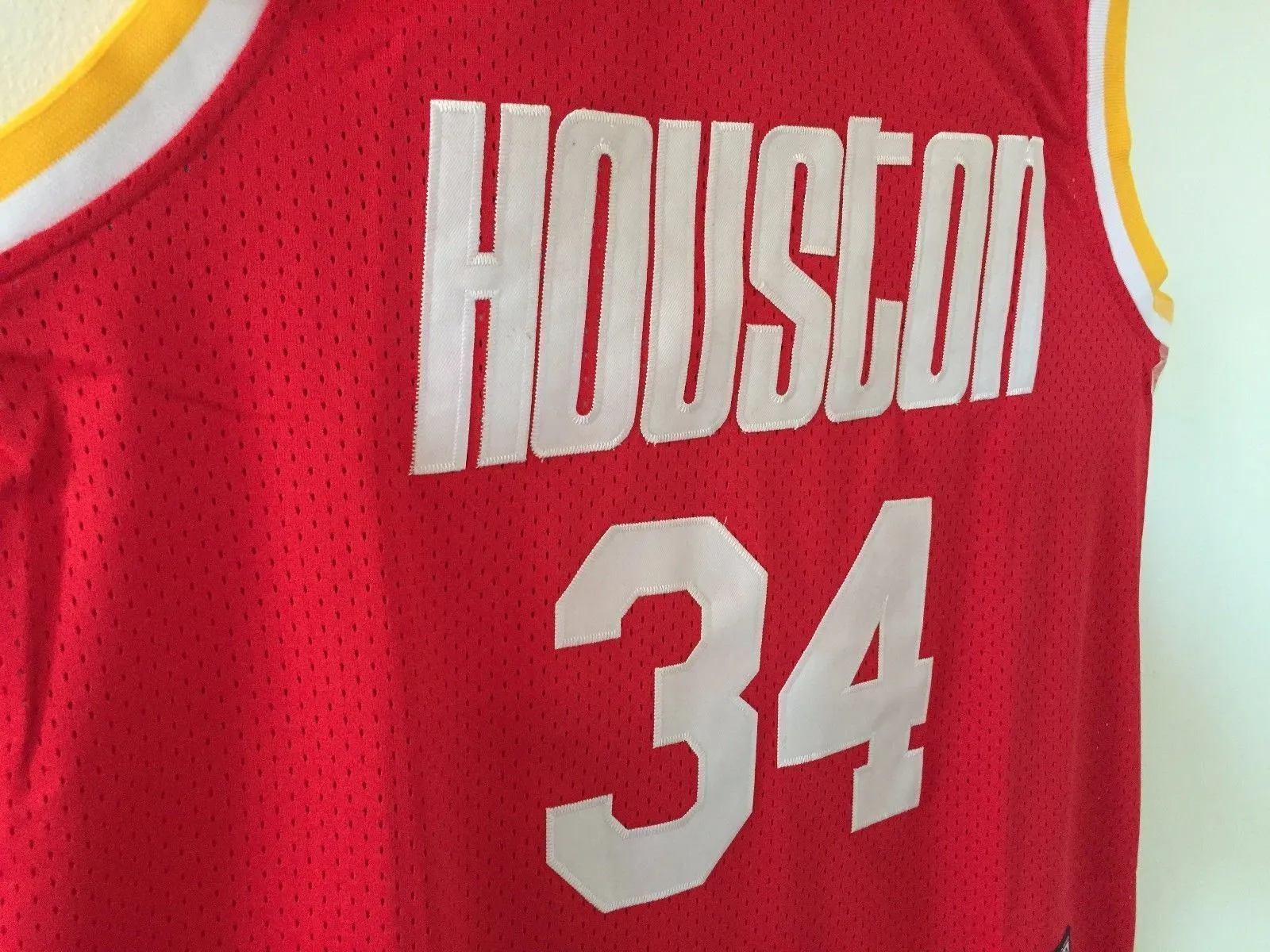 Men 34 Hakeem Olajuwon Jersey Red Houston Rockets Swingman Jersey