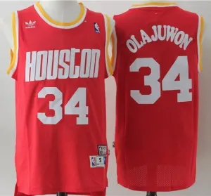 Men 34 Hakeem Olajuwon Jersey Red Houston Rockets Swingman Jersey
