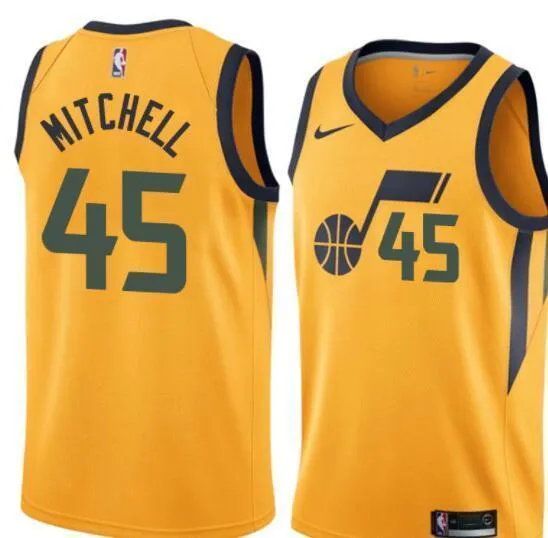 Men 45 Donovan Mitchell Utah Jazz Jersey Yellow Swingman Fanatics