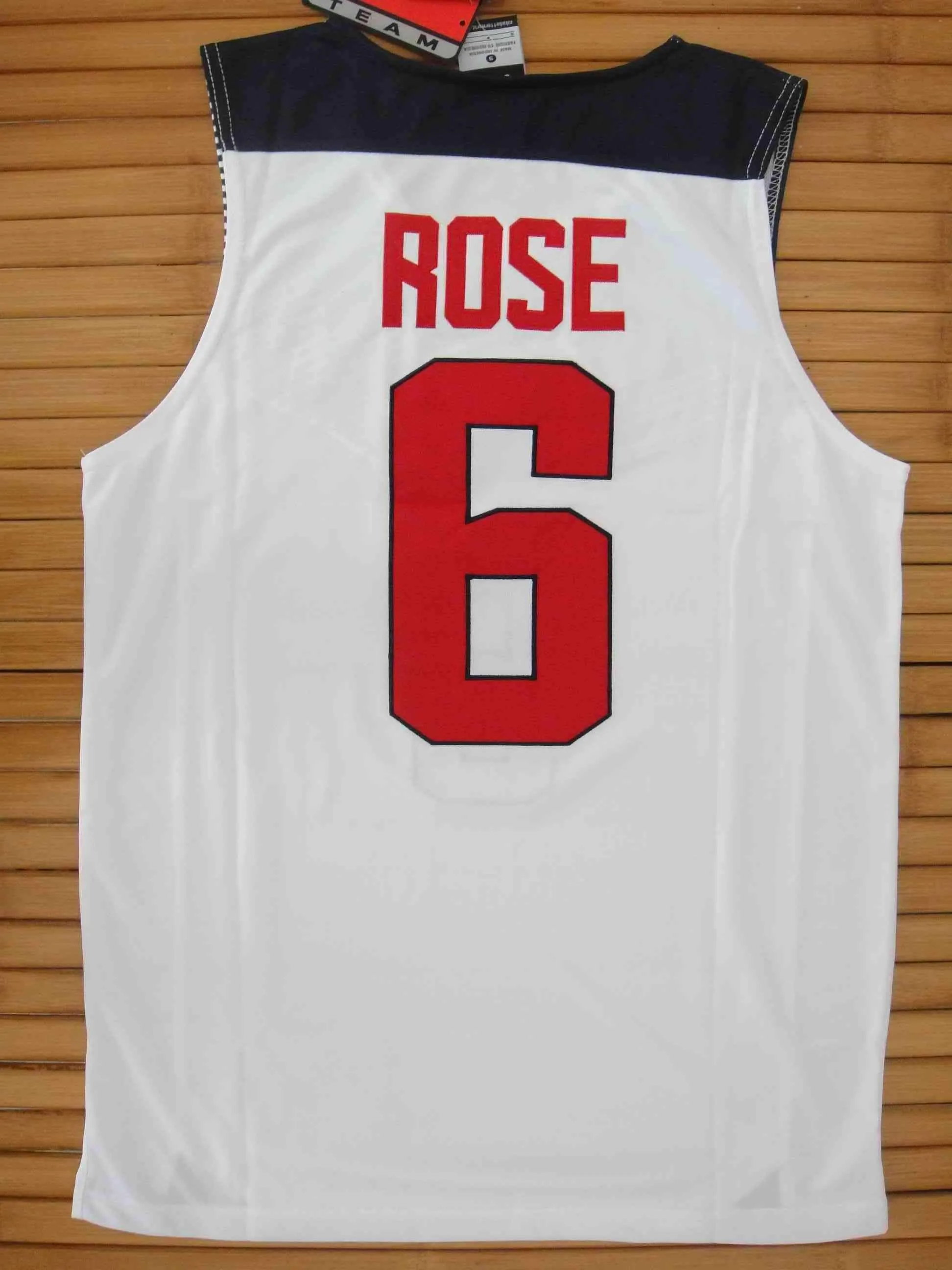 Men 6 Derrick Rose Jersey White Team USA Swingman Fanatics