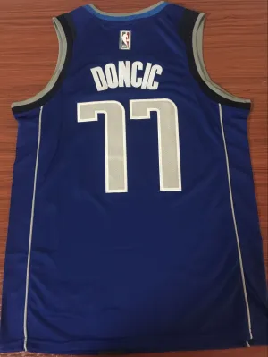 Men 77 Luka Doncic Jersey Blue Dallas Mavericks Jersey Swingman Fanatics