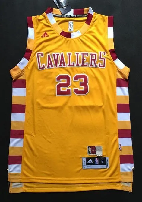 Men CAVS 23 Lebron James Jersey Yellow Cleveland Cavaliers Jersey Swingman