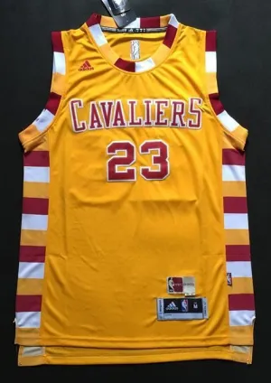 Men CAVS 23 Lebron James Jersey Yellow Cleveland Cavaliers Jersey Swingman