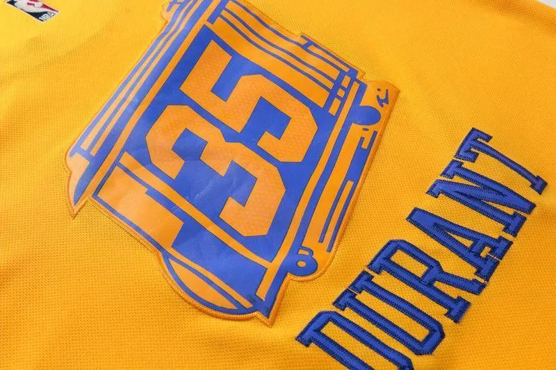 Men GSW 35 Kevin Durant Jersey Yellow City Edition Golden State Warriors